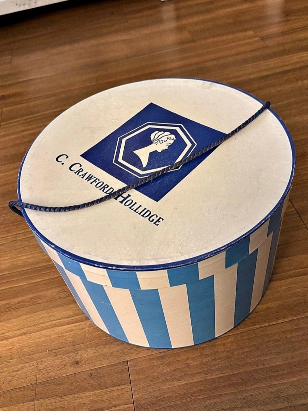 C. Crawford Hollidge Vintage Hat Box in Blue & Cream